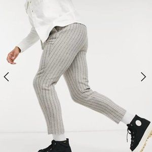 ASOS Tapered Wool Mix Pin Stripe Pants (30/34)